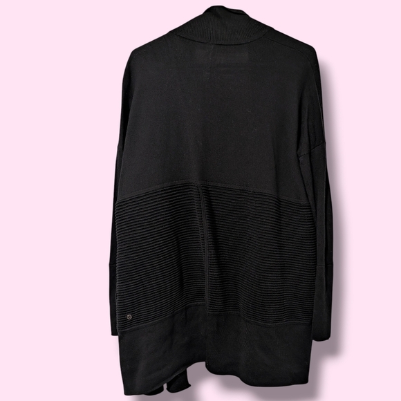 Lululemon Black 100% Merino Wool Ribbed Longline Open Front Sit In Lotus Wrap 6 - Picture 3 of 14